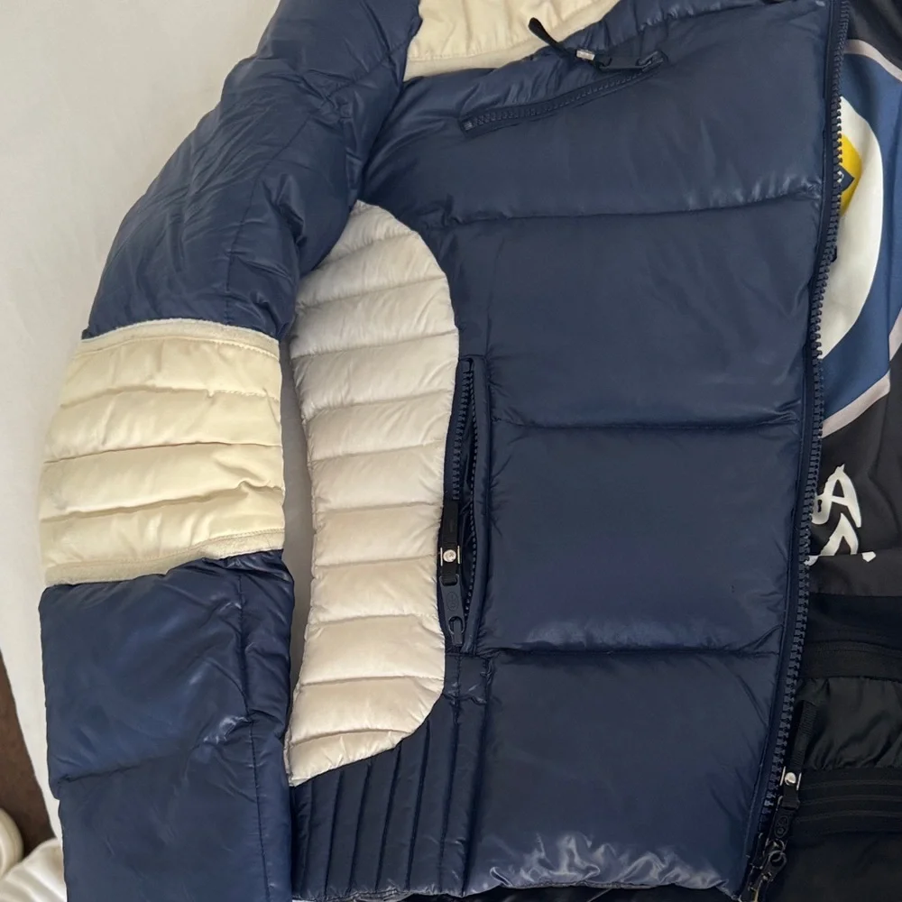 Rossignol Dark Blue and White Puffer Jacket with Fur Hood - Picture 5 of 12